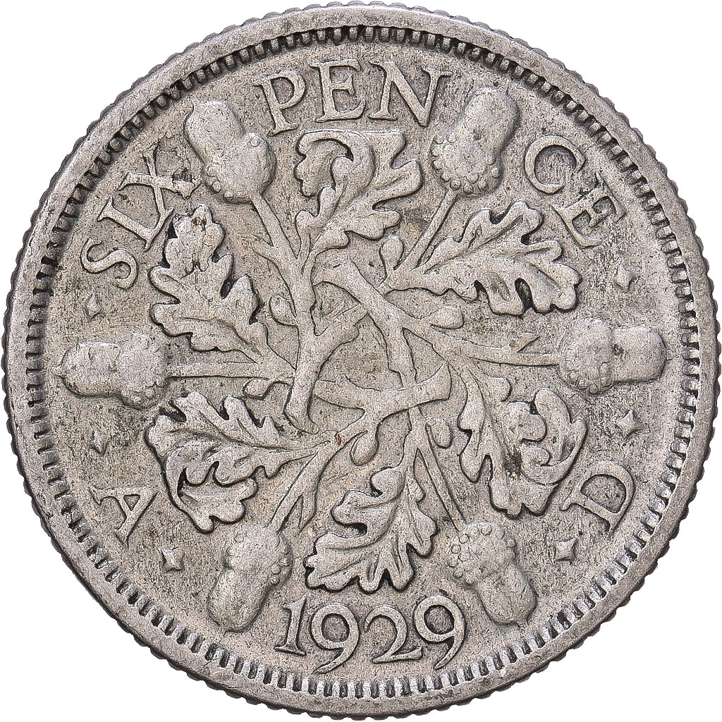 Gran Bretagna, George V, 6 Pence, 1929, Argento, MB+, KM:832