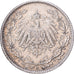 ALEMANIA - IMPERIO, 1/2 Mark, 1913, Hambourg, Plata, MBC, KM:17