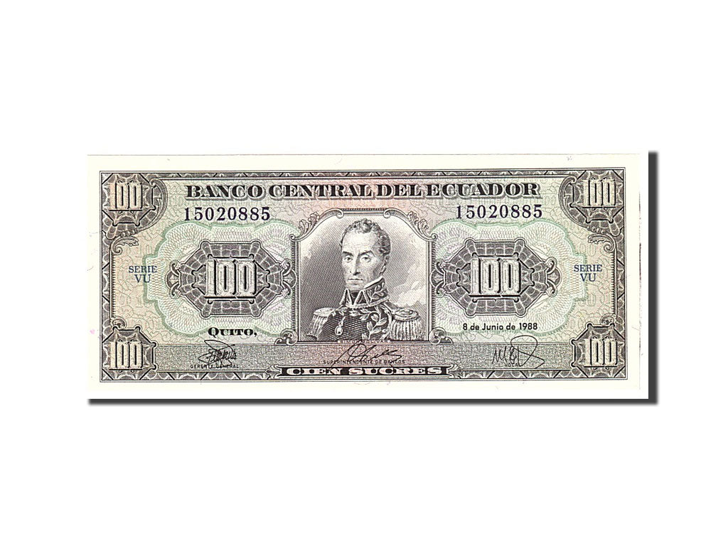 Billet, Équateur, 100 Sucres, 1988, 1988-06-08, KM:123Aa, NEUF