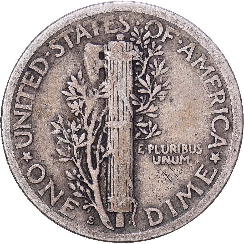 États-Unis, Dime, Mercury Dime, 1917, San Francisco, Argent, TB+, KM:140