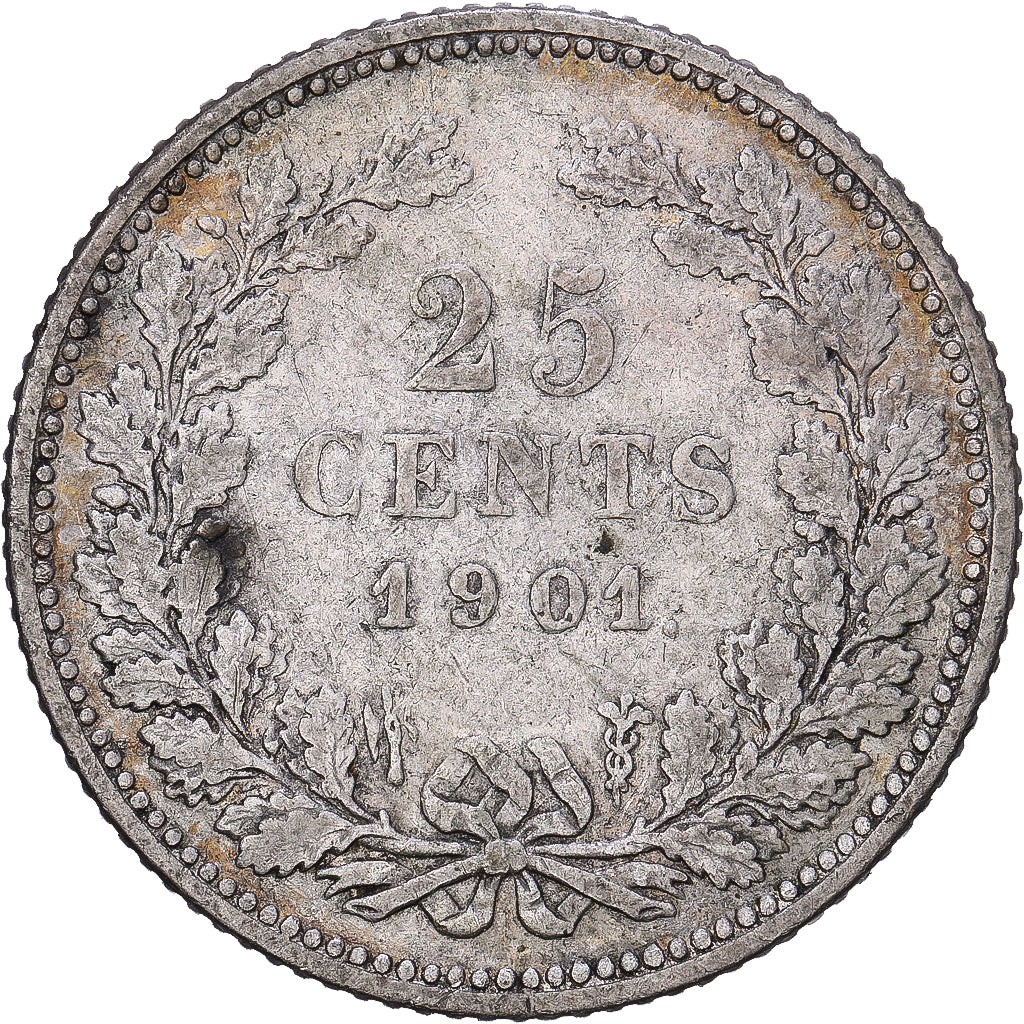 Münze, Niederlande, Wilhelmina I, 25 Cents, 1901, Utrecht, S, Silber, KM:120.2