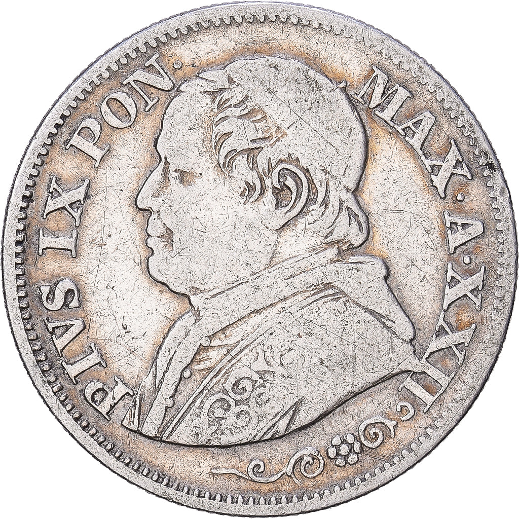 États italiens, PAPAL STATES, Pie IX, 10 Soldi, 50 Centesimi, 1867, Rome