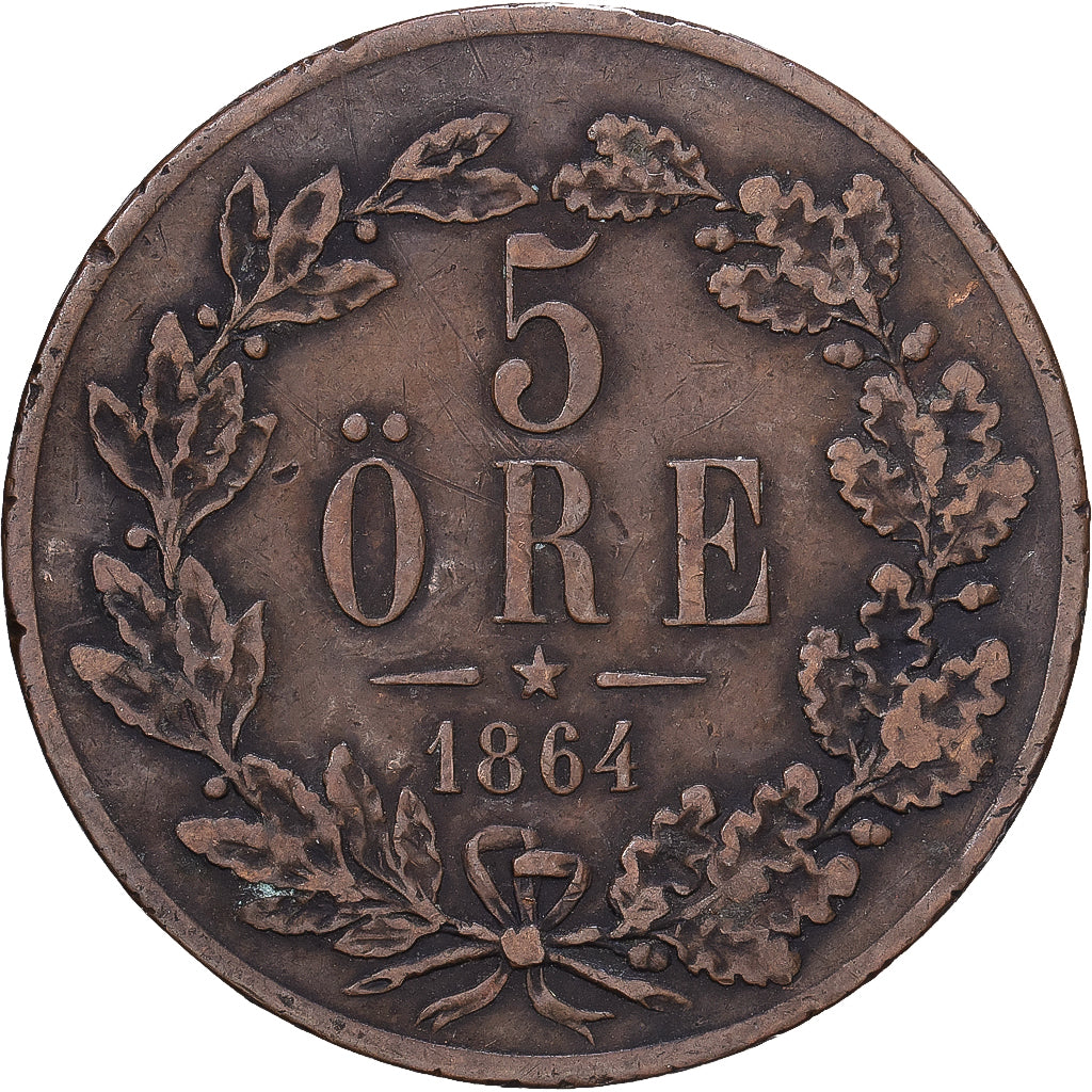 Sweden, Carl XV Adolf, 5 Öre, 1864, Kungsholmen, Bronze, VF(20-25), KM:707