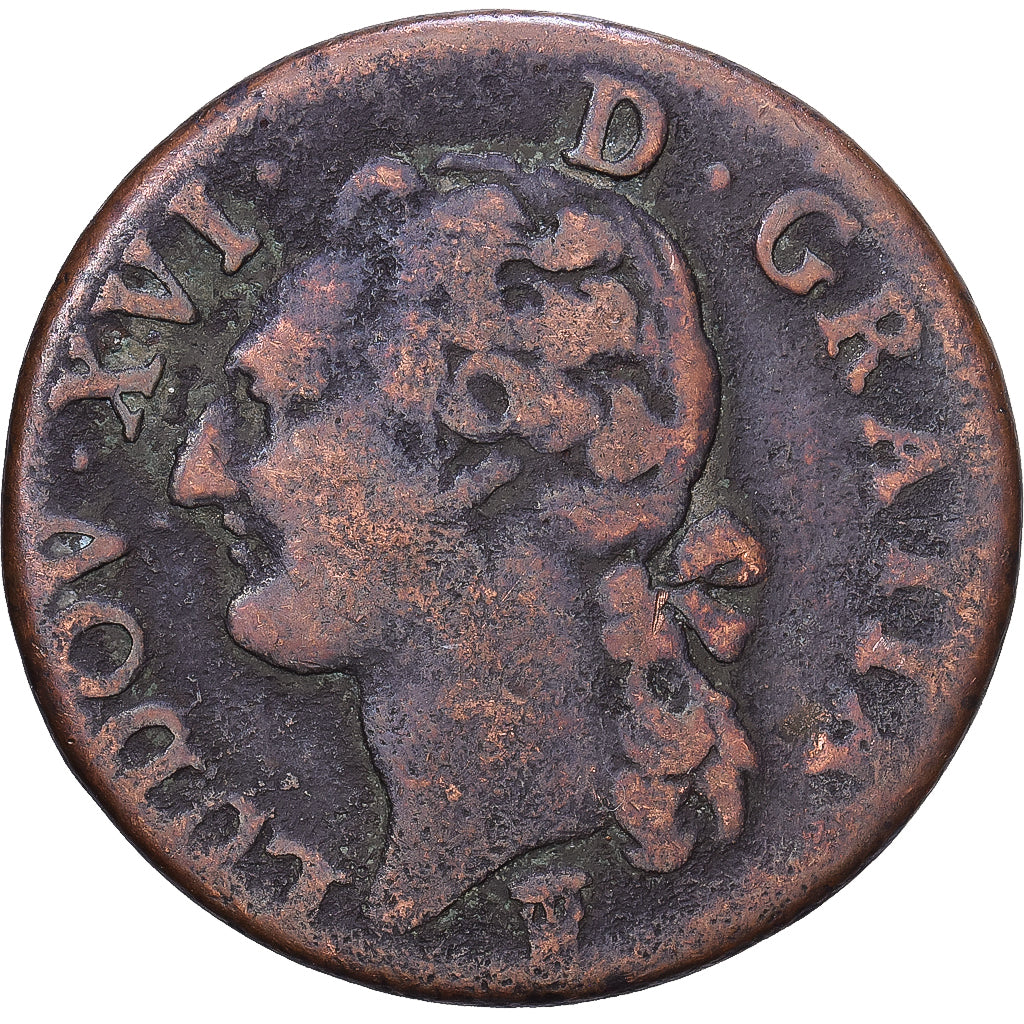 Frankreich, Louis XVI, 1/2 Sol, 1791, Bordeaux, Kupfer, S, Gadoury:348