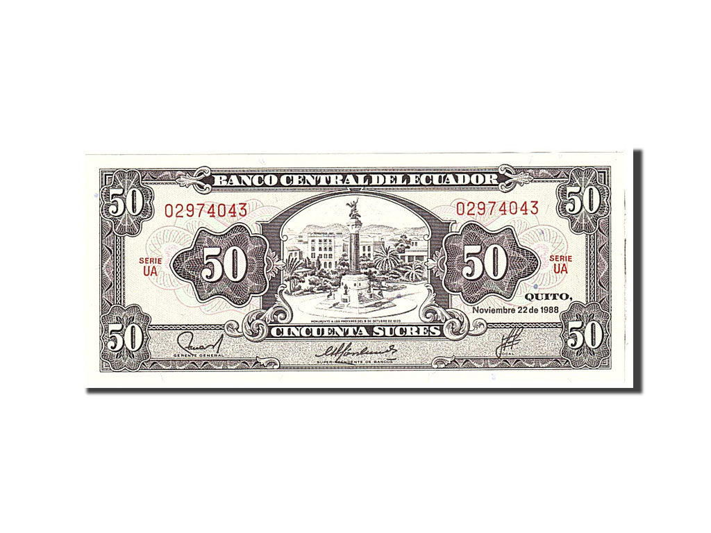 Banknote, Ecuador, 50 Sucres, 1988, 1988-11-22, KM:122a, UNC(65-70)