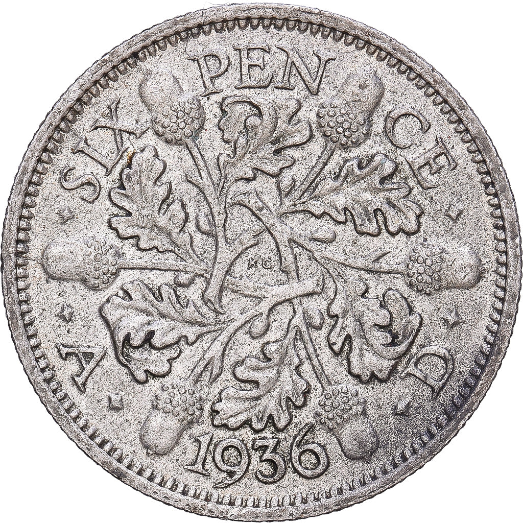 Great Britain, George V, 6 Pence, 1936, Silver, VF(30-35), KM:832