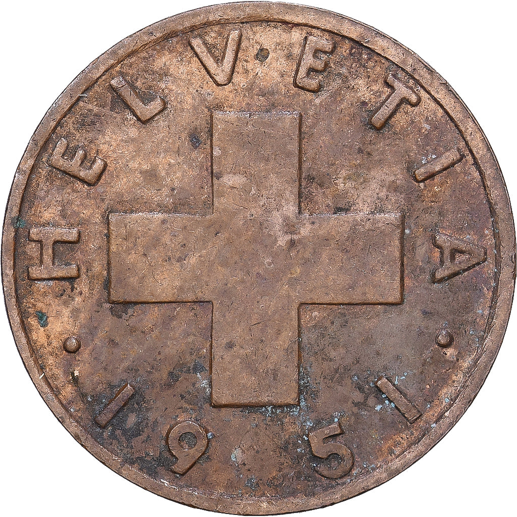 Suiza, Rappen, 1951, Bern, Bronce, BC+, KM:46