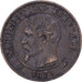 Francia, Napoleon III, 2 Centimes, 1855, Paris, Dog, Bronce, BC+, Gadoury:103
