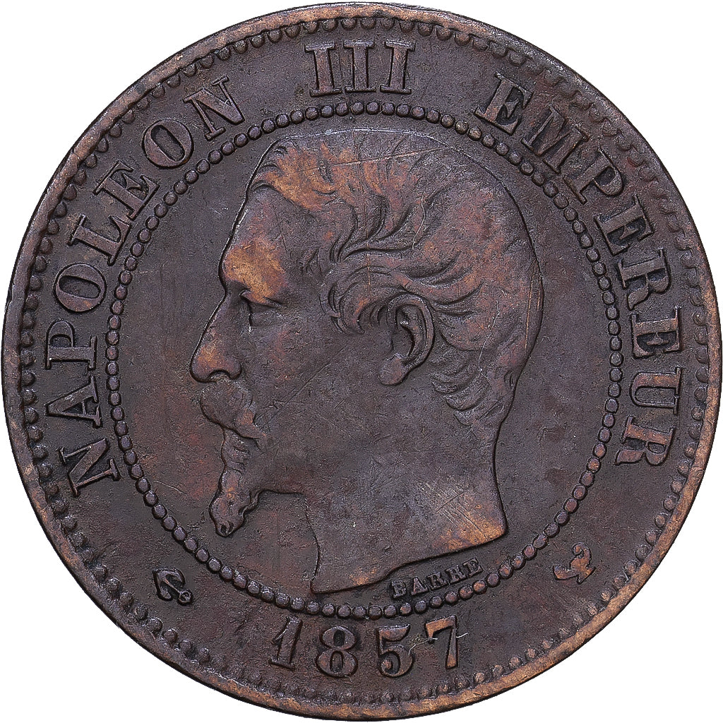 Francia, 2 Centimes, 1857, Lille, Bronce, BC+, KM:796.6