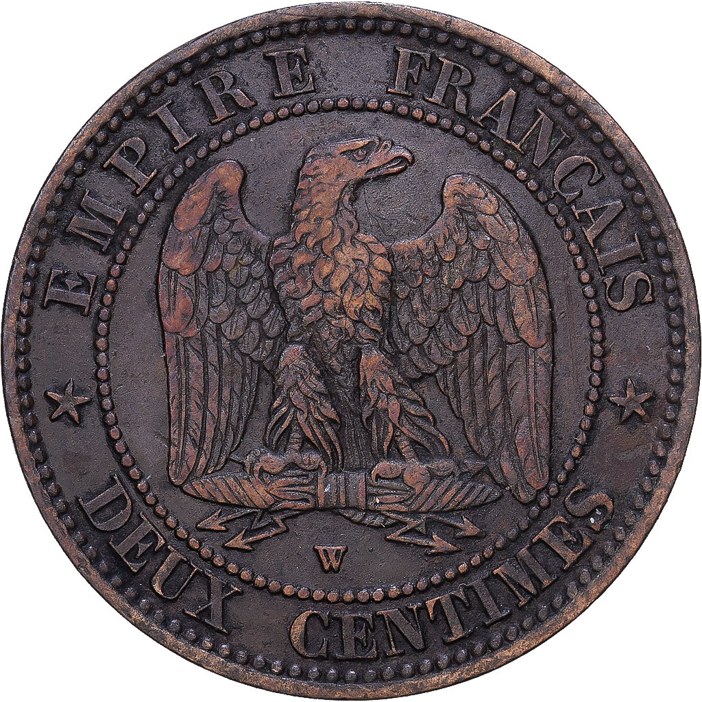 Francia, 2 Centimes, 1857, Lille, Bronce, BC+, KM:796.6