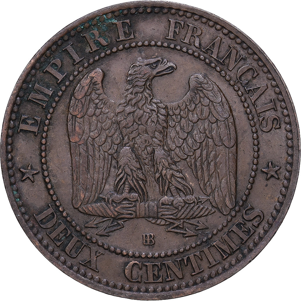 Moneda, Francia, Napoleon III, Napoléon III, 2 Centimes, 1861, Strasbourg, BC+