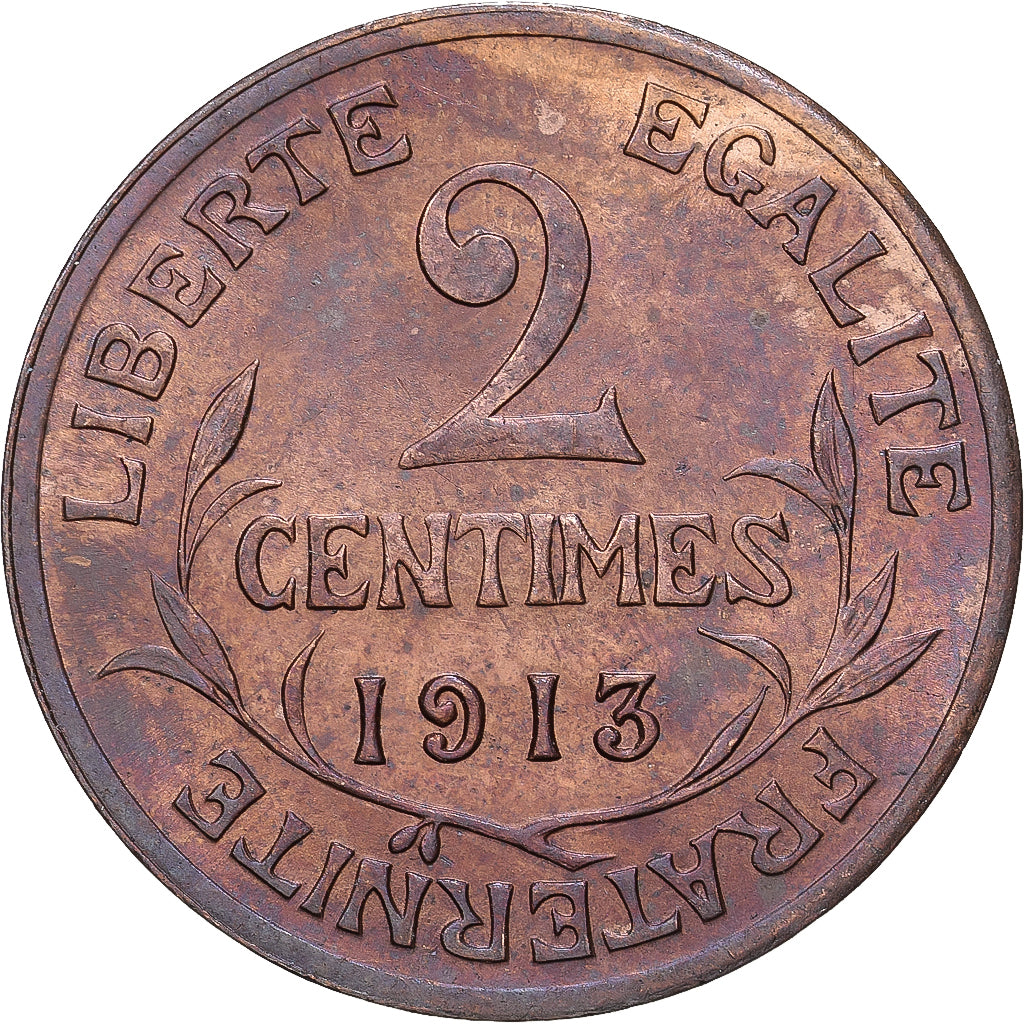 Francia, 2 Centimes, Dupuis, 1913, Paris, Bronzo, SPL-, Gadoury:107, KM:841