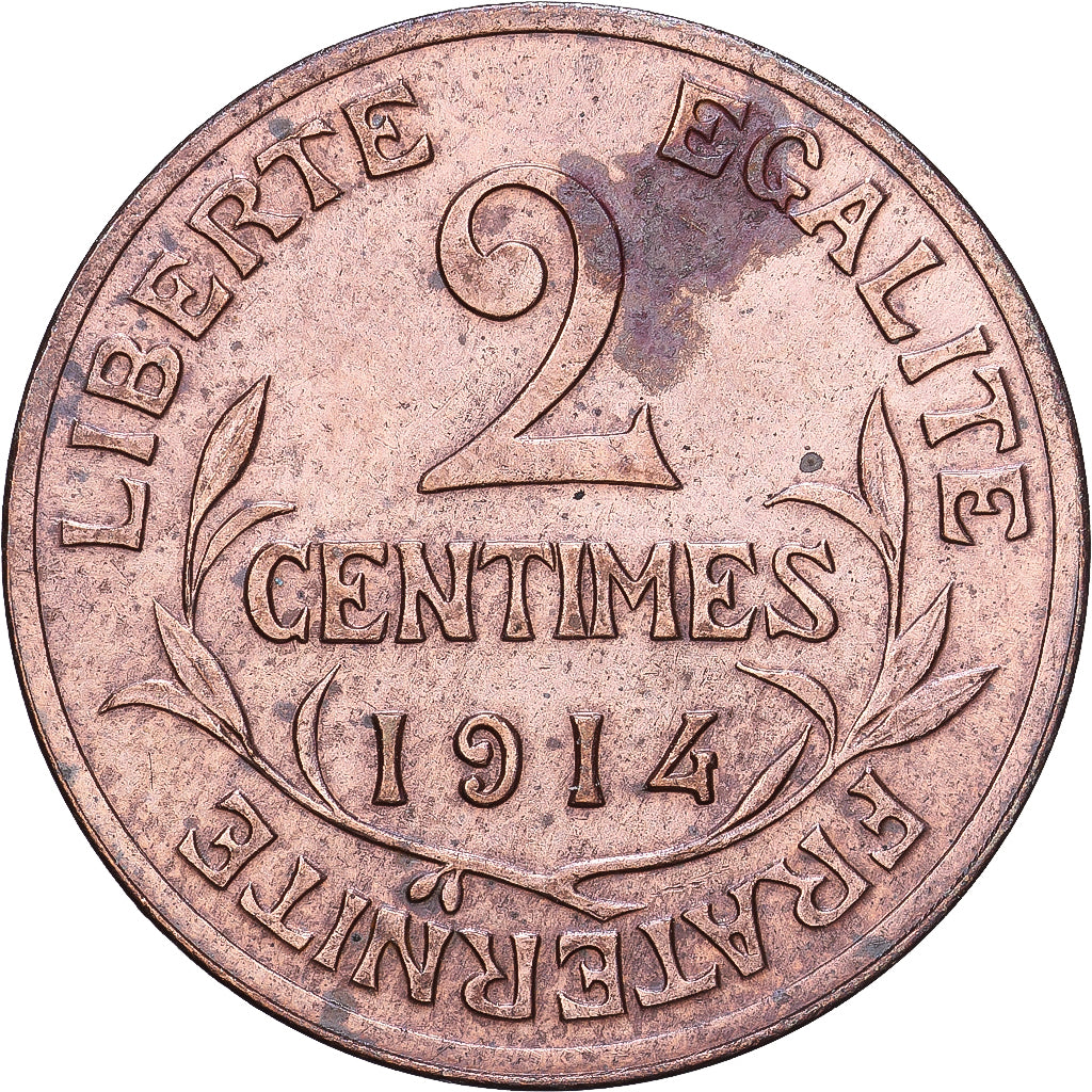 Frankreich, 2 Centimes, Dupuis, 1914, Paris, Bronze, S+, Gadoury:107, KM:841