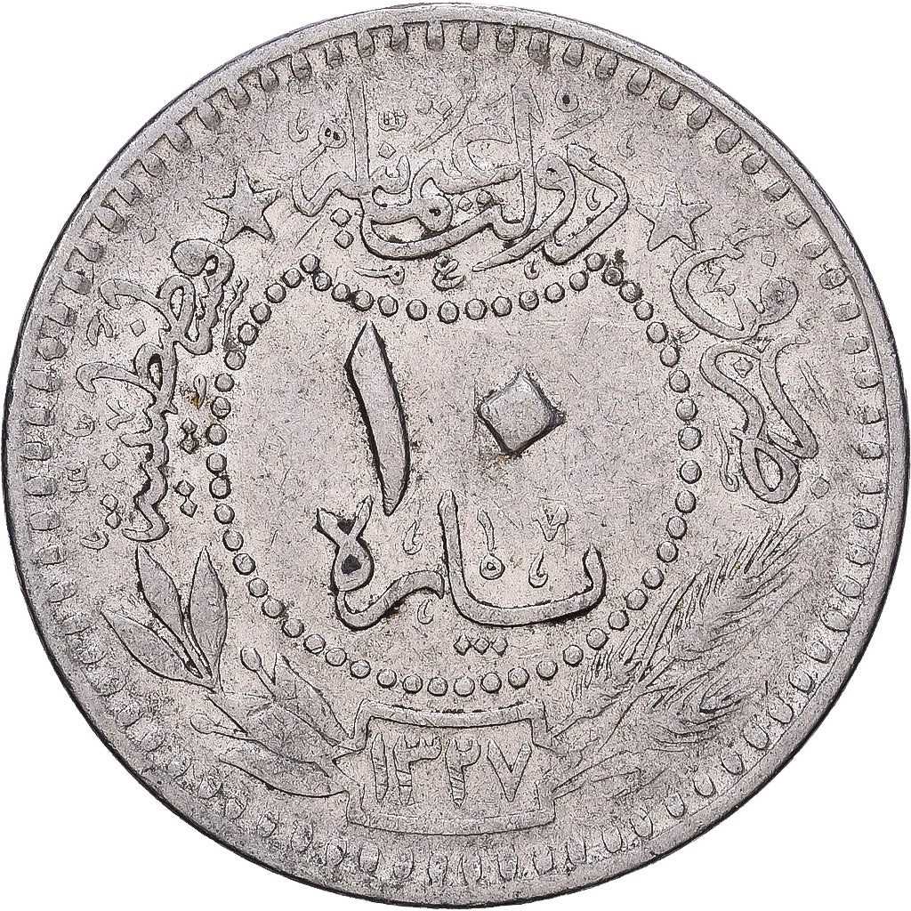 Turquie, Mehmed V, 10 Para, 1915/AH 1327, Nickel, TTB