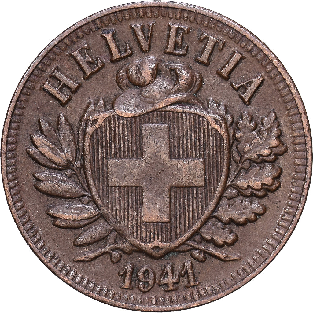 Moneta, Szwajcaria, 2 Rappen, 1941, Bern, EF(40-45), Bronze, KM:4.2a