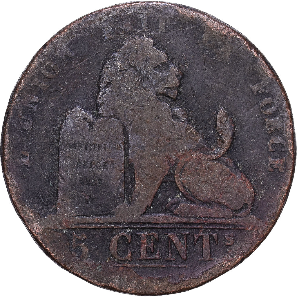 Belgia, Leopold I, 5 Centimes, 1841, Miedź, VG(8-10), KM:5.1