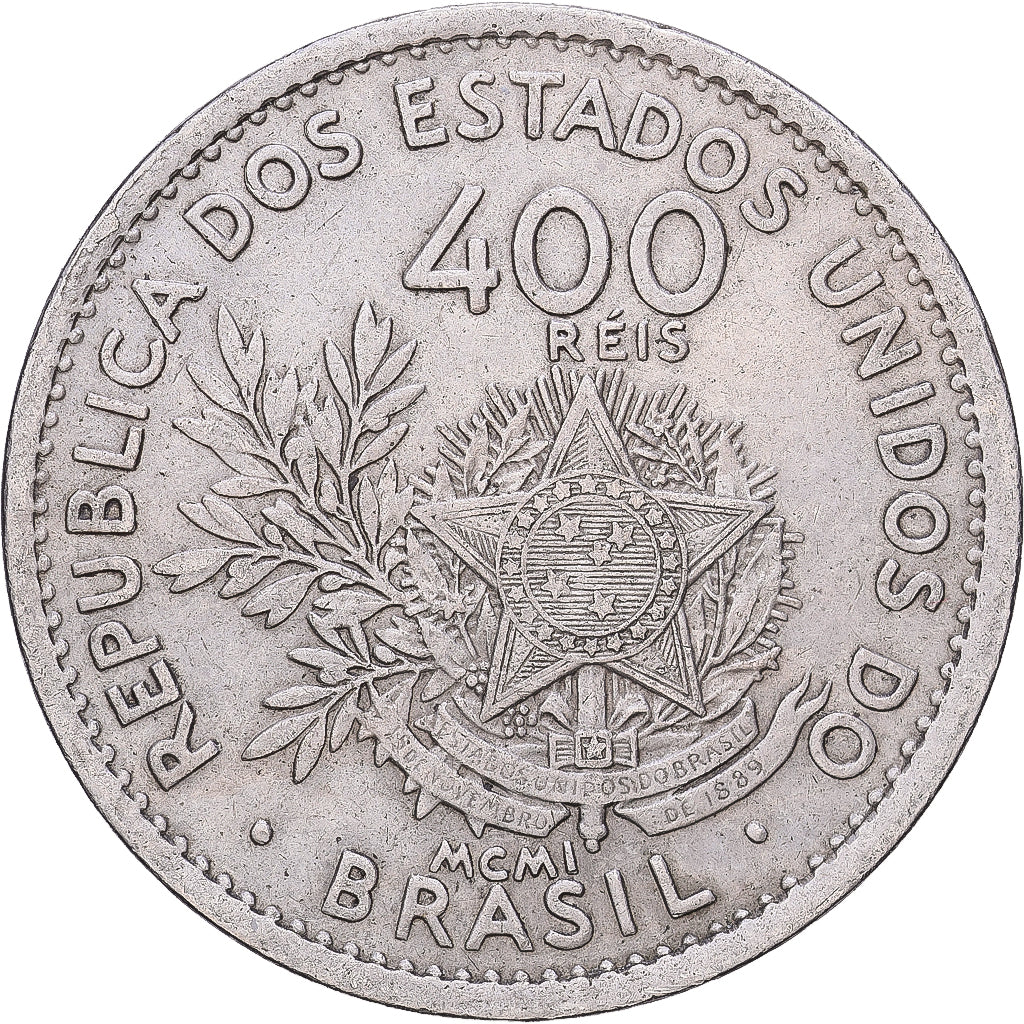 Brasil, 400 Reis, 1901, Cobre - níquel, BC+, KM:505