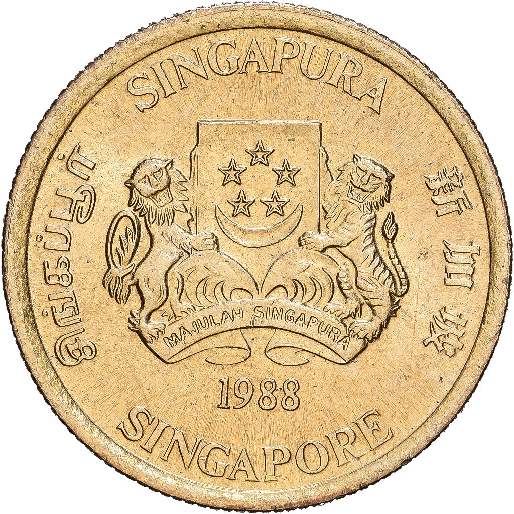 Singapur, 5 Cents, 1988, British Royal Mint, Aluminum-Bronze, UNZ, KM:50