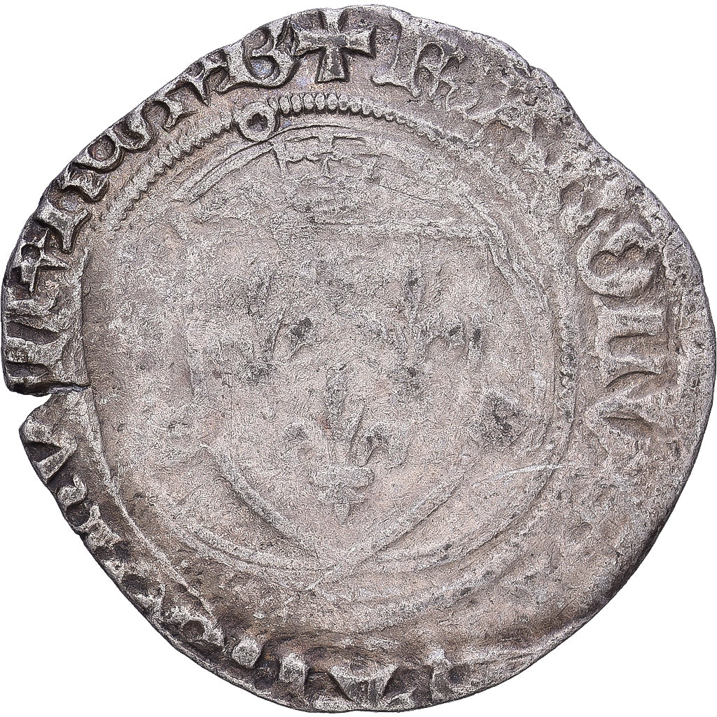 Francia, Charles VII, Blanc à la couronne, Bourges, Argento, MB+, Duplessy:519