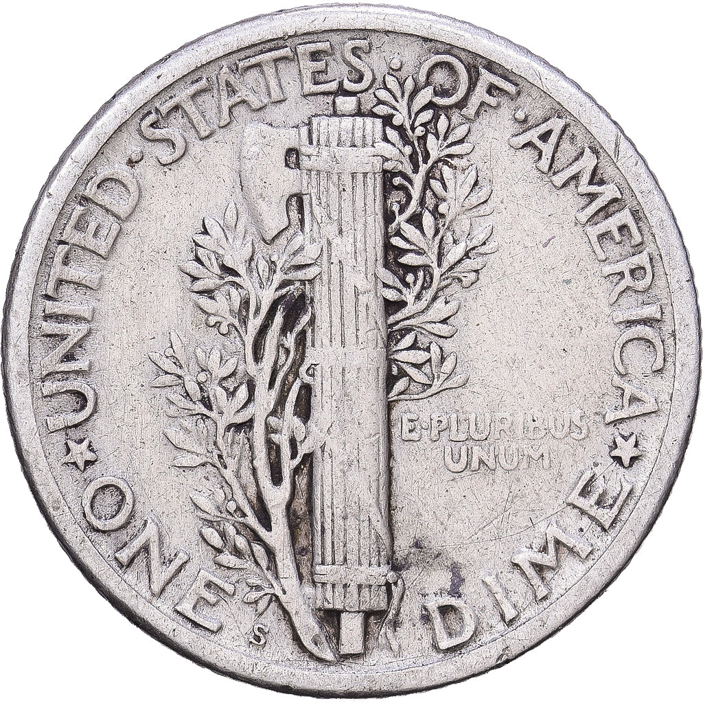 Estados Unidos da América, Dime, Mercury, 1917, San Francisco, Prata