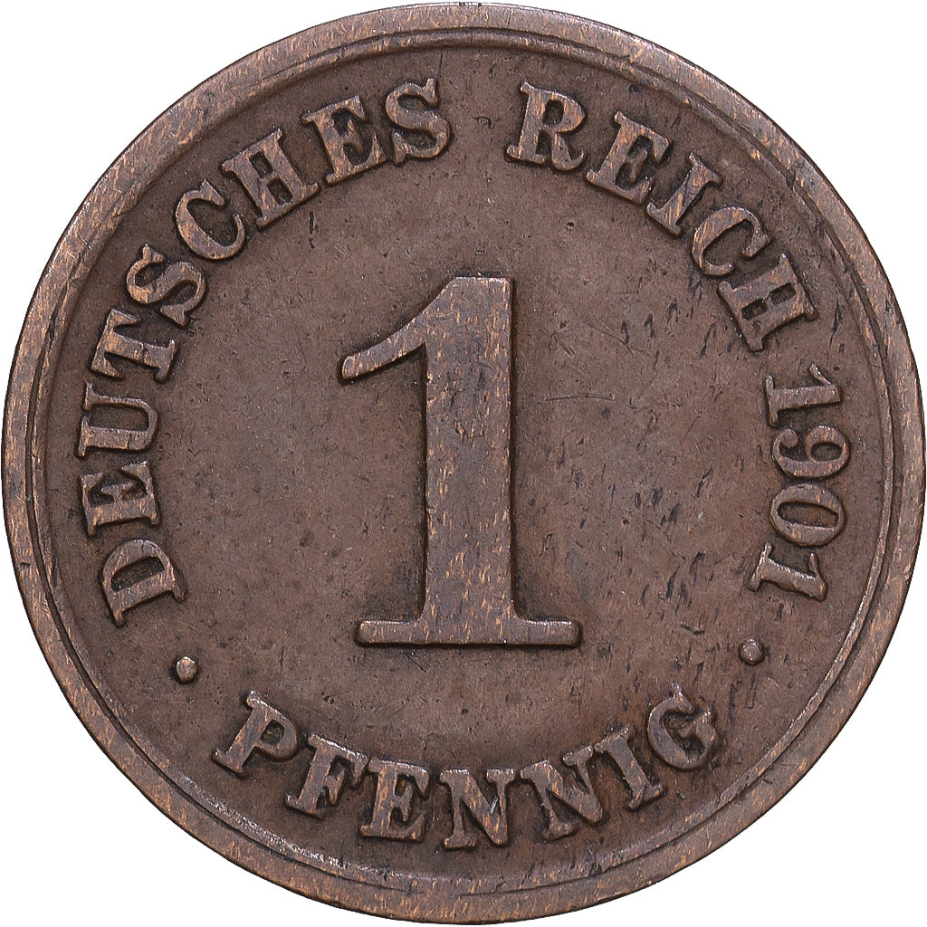Duitsland, Wilhelm II, Pfennig, 1901, Stuttgart, Koper, ZF, KM:10