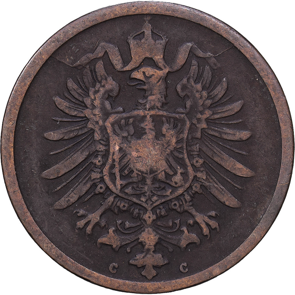 ALEMANHA - IMPÉRIO, Wilhelm I, 2 Pfennig, 1875, Frankfurt, Cobre, VF(30-35)
