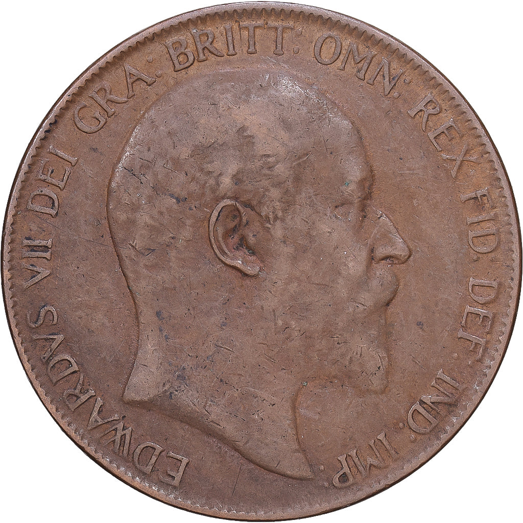 Wielka Brytania, Edward VII, Penny, 1907, Brązowy, EF(40-45), KM:794.2
