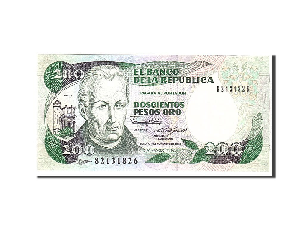 Banknote, Colombia, 200 Pesos Oro, 1988, 1988-11-01, KM:429d, UNC(65-70)