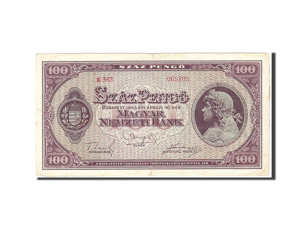 Banconote, Ungheria, 100 Pengö, 1945, KM:111a, 1945-04-05, BB