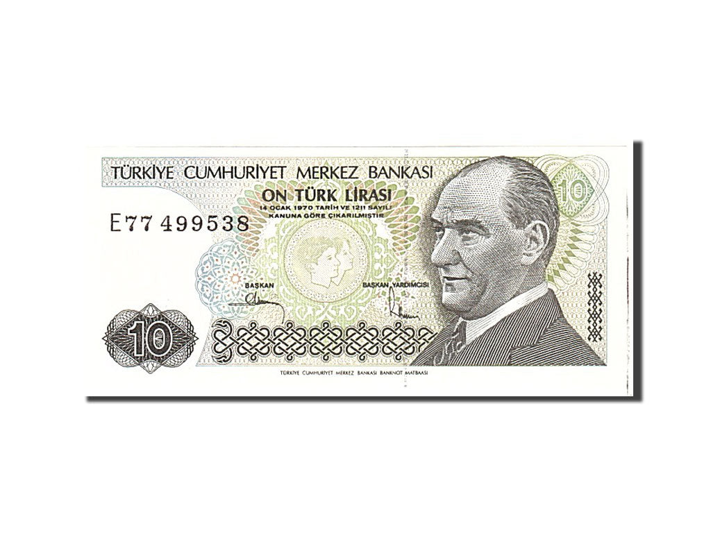 Banknote, Turkey, 10 Lira, 1970, Undated, KM:193a, UNC(65-70)