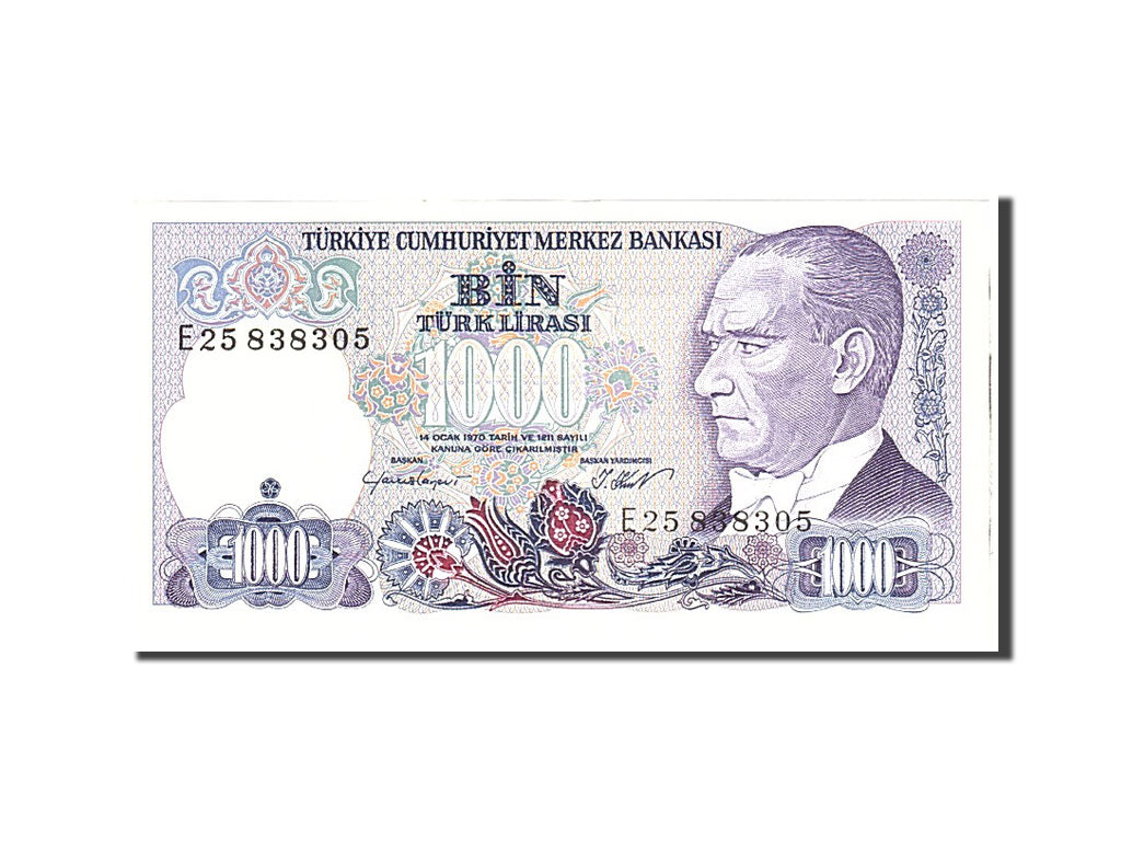 Banknote, Turkey, 1000 Lira, 1986, Undated, KM:196, UNC(65-70)
