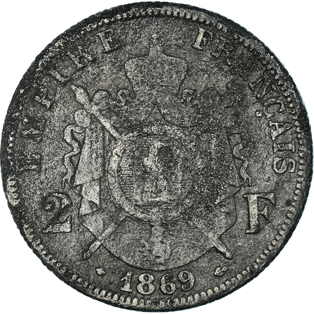 Moneta, Francia, Napoleon III, 2 Francs, 1869, Paris, Contemporary forgery in