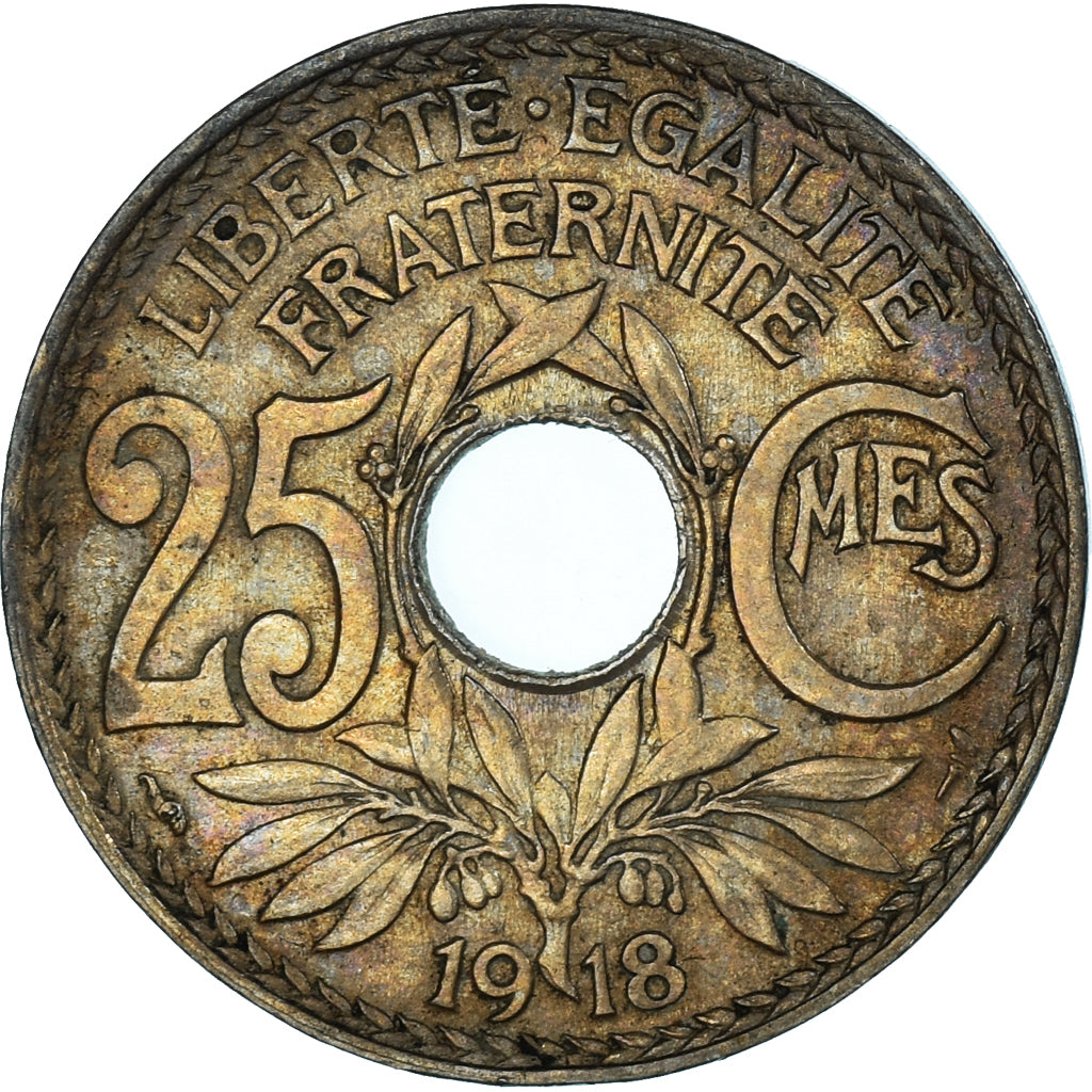 Münze, Frankreich, Lindauer, 25 Centimes, 1918, SS, Kupfer-Nickel, KM:867a
