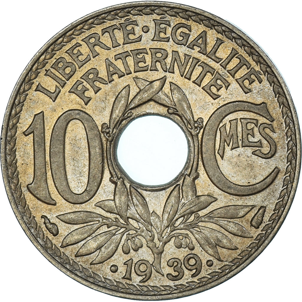 Moeda, França, Lindauer, 10 Centimes, 1939, AU(55-58), Níquel-Bronze