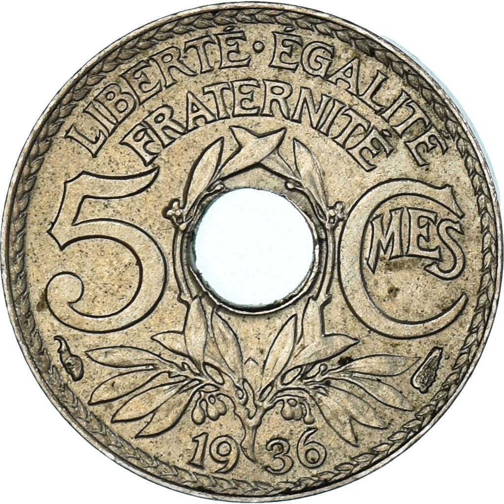 Coin, France, Lindauer, 5 Centimes, 1936, AU(55-58), Copper-nickel, KM:875