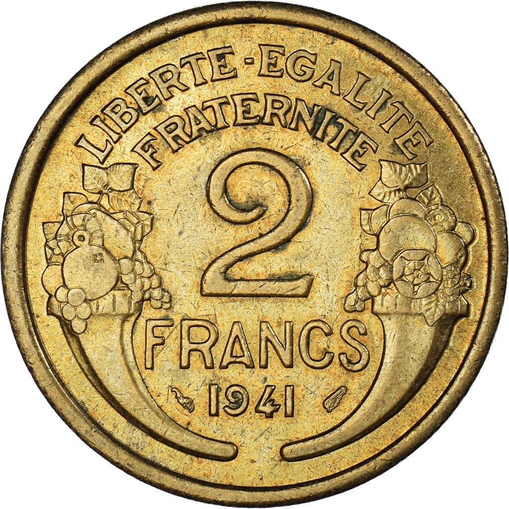 Coin, France, Morlon, 2 Francs, 1941, AU(50-53), Aluminum-Bronze, KM:886