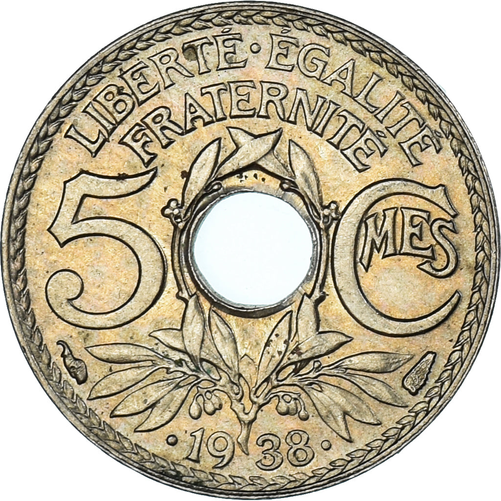 Coin, France, Lindauer, 5 Centimes, 1938, AU(50-53), Nickel-Bronze, KM:875a
