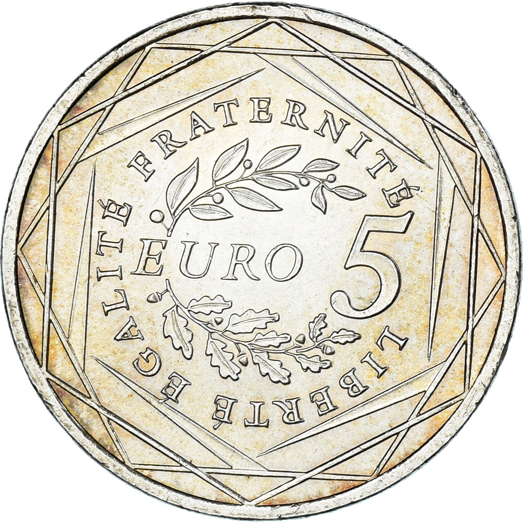 France, 5 Euro, 2008, Semeuse, MS(60-62), Silver