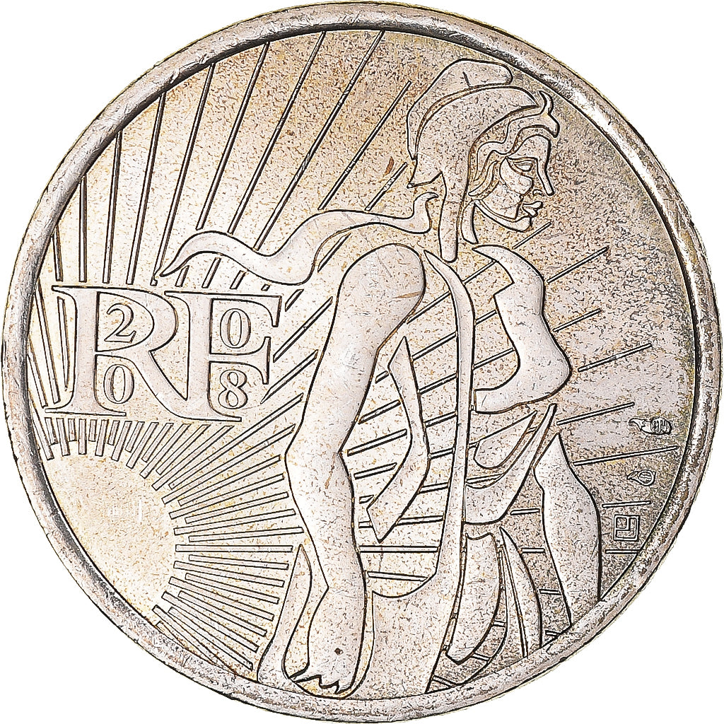 França, 5 Euro, 2008, Semeuse, AU(55-58), Prata, KM:1534