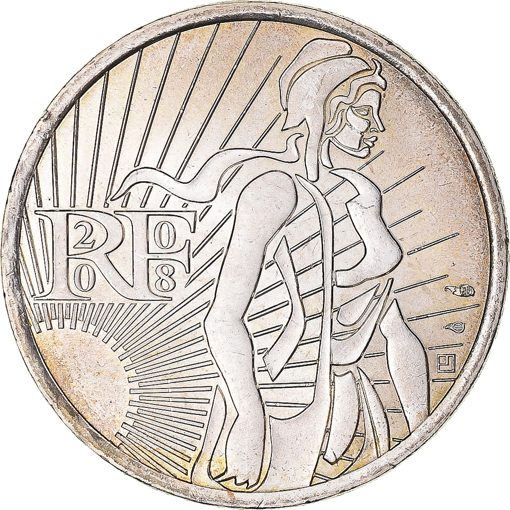 França, 5 Euro, 2008, Semeuse, AU(55-58), Prata, KM:1534