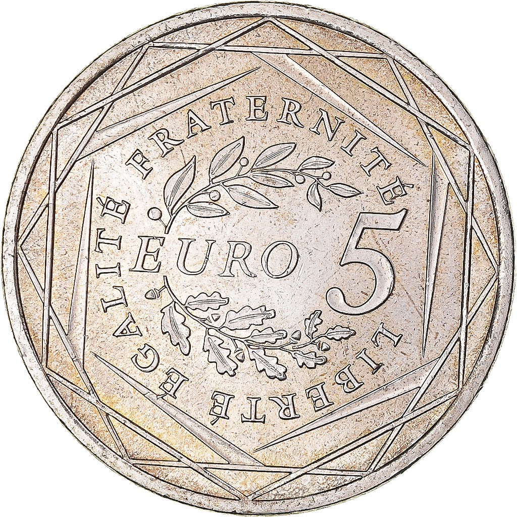 França, 5 Euro, 2008, Semeuse, AU(55-58), Prata, KM:1534