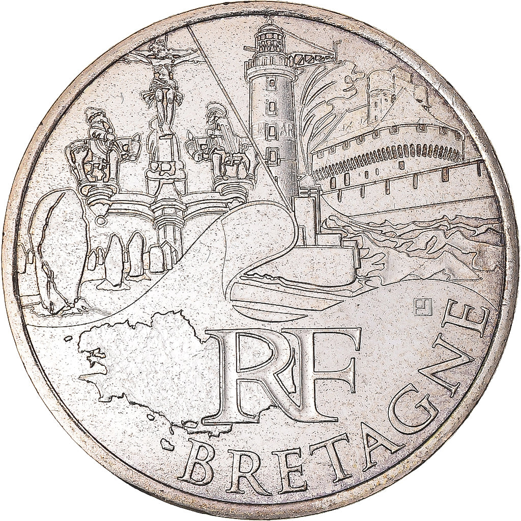 França, 10 Euro, 2011, Bretagne, MS(63), Prata