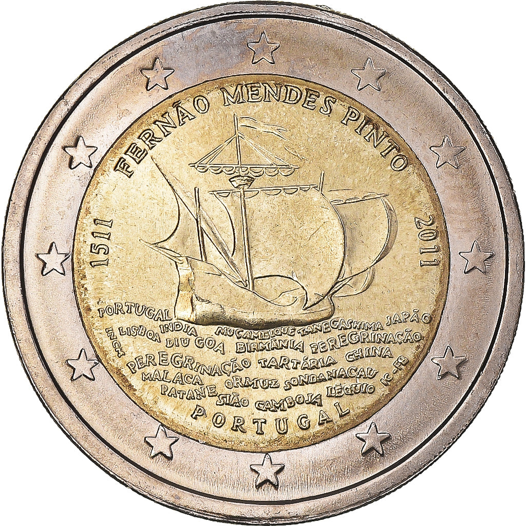 Portugal, 2 Euro, 2011, Mendes Pinto, MS(60-62), Bi-Metallic