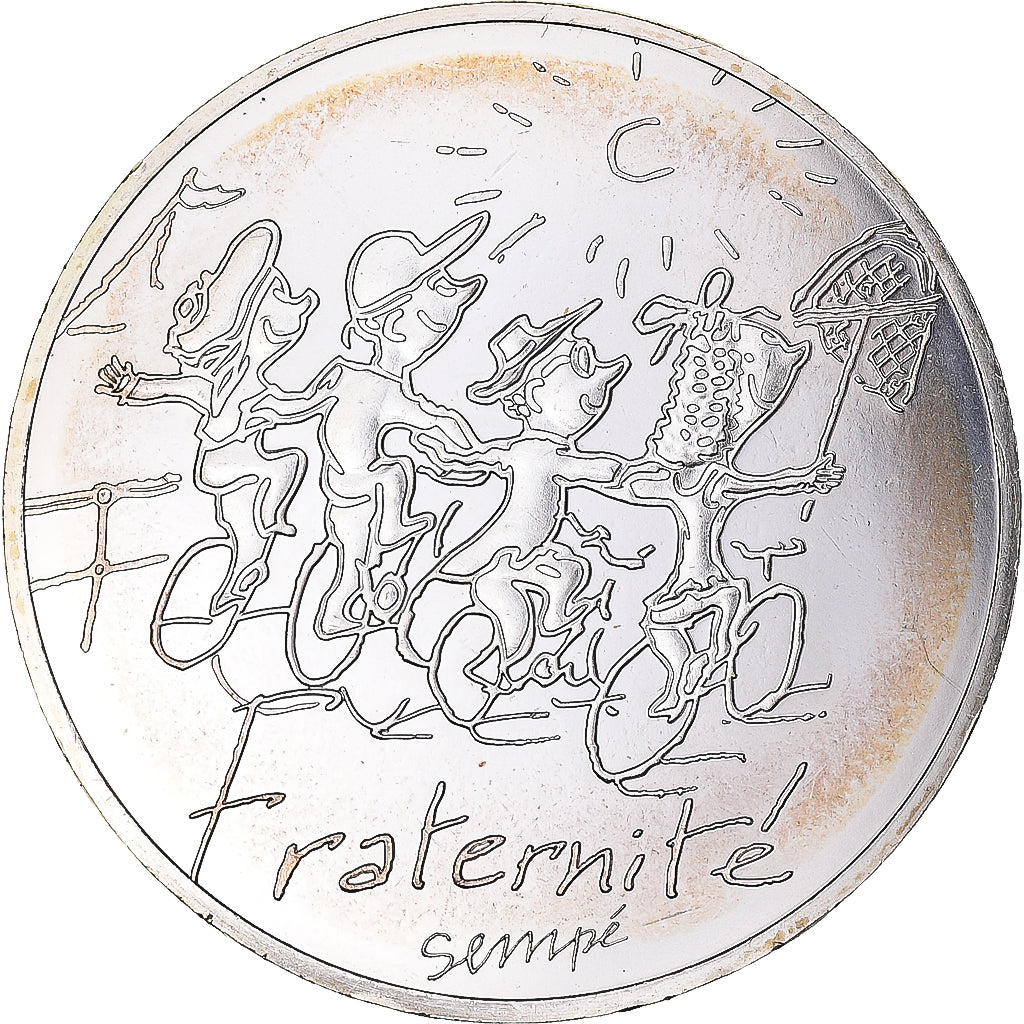 Francia, 10 Euro, 2014, Monnaie de Paris, Sempé Fraternité Été, SC+, Plata