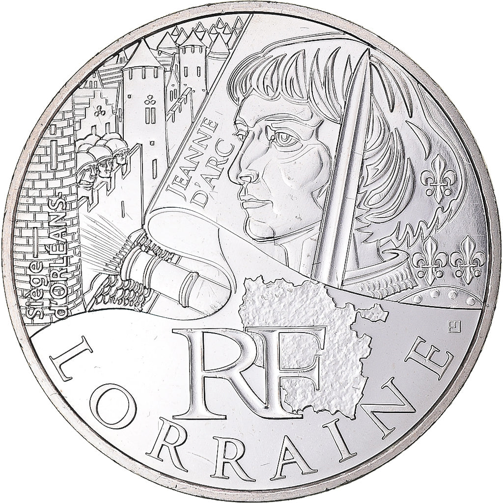França, 10 Euro, 2012, Lorraine, MS(63), Prata