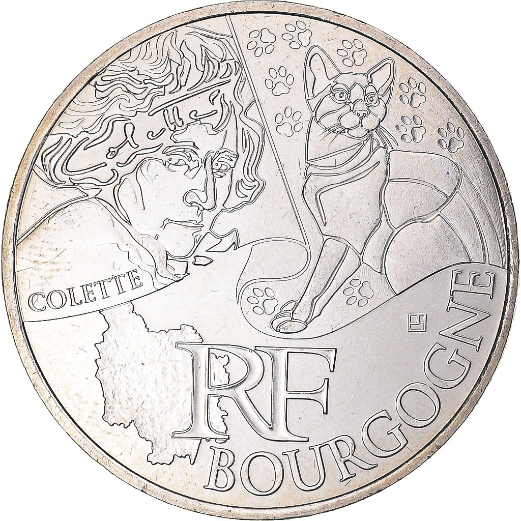 França, 10 Euro, 2012, Bourgogne, MS(63), Prata