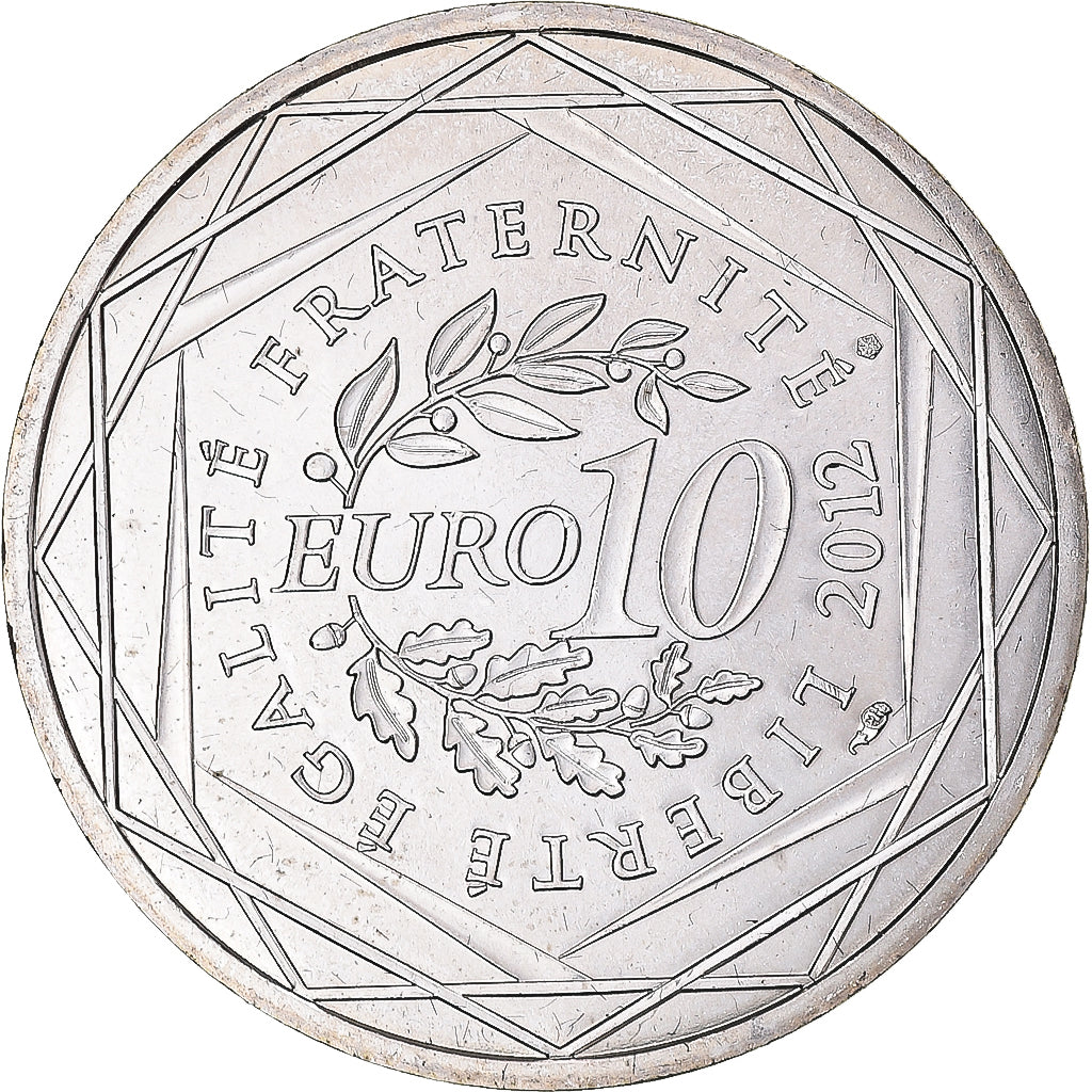 France, 10 Euro, 2012, Réunion, MS(63), Silver