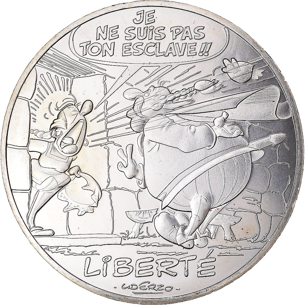 França, 10 Euro, Astérix - Liberté, 2015, Monnaie de Paris, MS(64), Prata