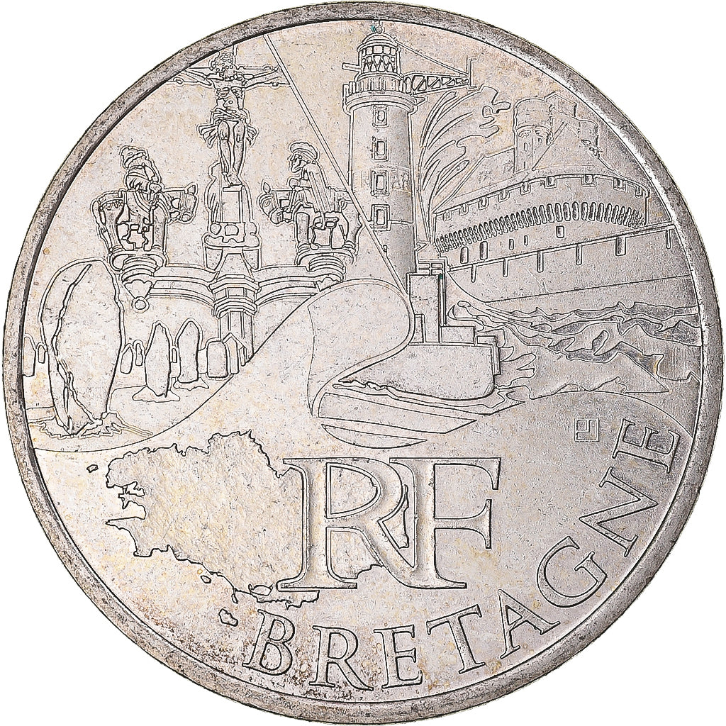 França, 10 Euro, 2011, Monnaie de Paris, Bretagne, MS(60-62), Prata