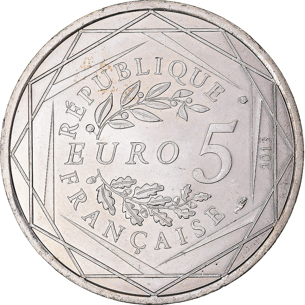 França, 5 Euro, 2013, Fraternité, MS(60-62), Prata